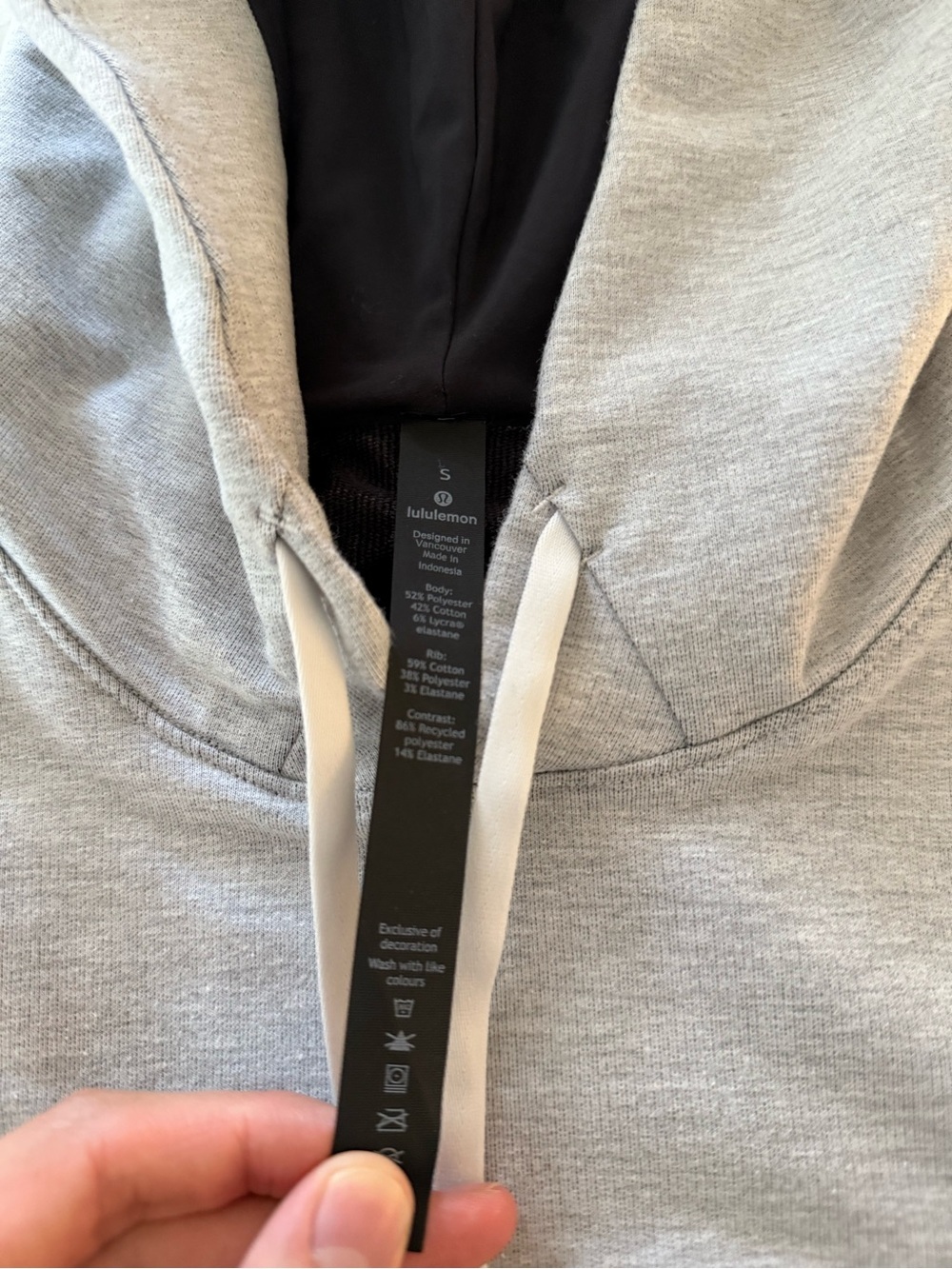 lululemon athletica Light Gray Hoodie with Black Lining - Picture 3 of 8